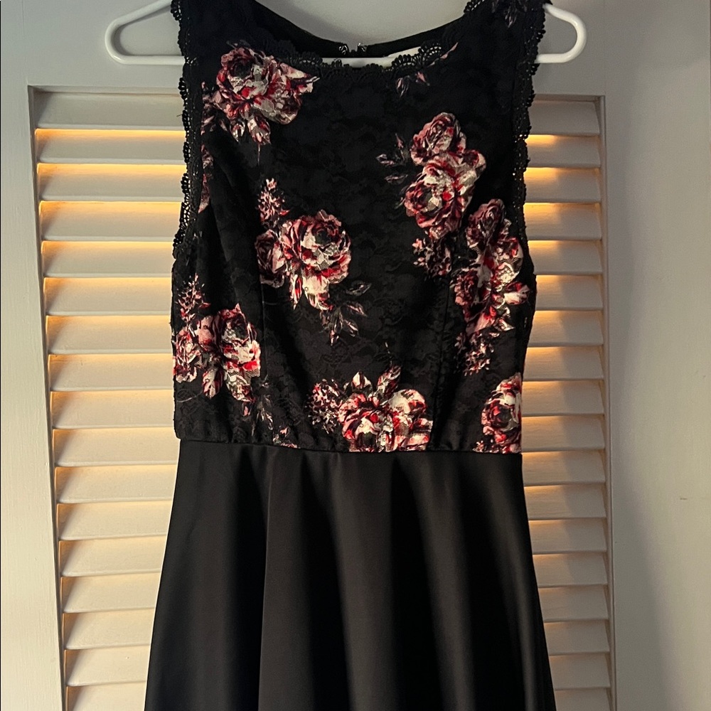 Francesca's Collections Black Dress with Floral Accents
